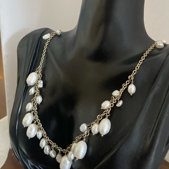 Mia - Gold-Tone Bead and Petite Freshwater Pearl Necklace  Freshwater pearl gold tone statement necklace
